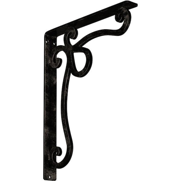 Ekena Millwork Orleans Wrought Iron Bracket, (Single center brace), Antiqued Pale Gold 1 1/2"W x 12"D x 15"H BKTM01X12X15SOLAPG - main